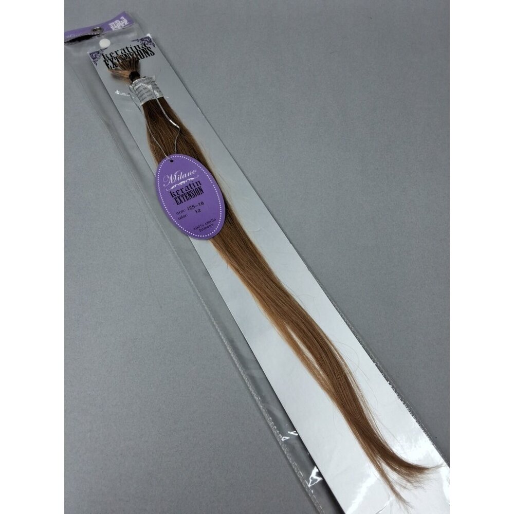 Milano Keratin 18" #12 Medium Blonde 25pc 100% Human Remy Hair I-tip Extensions